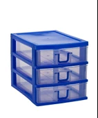Omnipazar SY-4538 Cindy Box Mini Plastik Komidin Çekmecelik 3 Katlı Mavi - 1