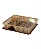 Omnipazar SY-5515 Plastik Tek Katlı Küçük Lüks Bulaşık Kurutmalık Tabaklık Kahverengi - 1