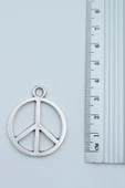 Peace Barış İşareti Gümüş Kaplama Örme Zincir Kolye - 3