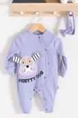 Pretty Dog Nakışlı Bandanalı % 100 Pamuk Kız Bebek Tulumu - 1