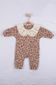 Leopar Dama Desenli % 100 Pamuk Kız Bebek Tulum - 1