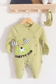 Pretty Dog Nakışlı Bandanalı % 100 Pamuk Kız Bebek Tulumu - 1