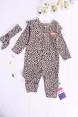 Leopar Desenli Saç Bandanalı Kız Bebek Tulumu - 6