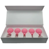 Silikon Vakumlu Cam Yüz Masaj Kupası 5’li Set Pembe Renk thumbnail 1