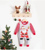 Noel Baba Detaylı Bebek Tulum % 100 Pamuk - 4