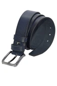 Lacivert Hakiki Deri Düz Renk 4 cm.lik Unisex Spor Kemer- Tek Katmanlı Manda Derisi - 3