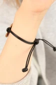 OKAY (İyi) Siyah Deri İpli Unisex Mood Bileklik - EBJ250327W32354 - 2