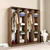 Midoser Kardelen Serisi Atlantik Çam 4 Kapaklı 8 Raflı 160 Cm Elbise Dolabı - Gardırop Seti - 3