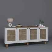 Midoser Bohem Serisi Natura 4 Kapak Pvc Hasır Desen Mat Beyaz - Açık Ceviz Konsol - 5