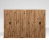 Midoser Kardelen Serisi Atlantik Çam 7 Kapaklı 10 Raflı 260 Cm Elbise Dolabı - Gardırop Seti - 5