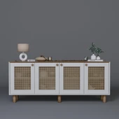 Midoser Bohem Serisi Natura 4 Kapak Pvc Hasır Desen Mat Beyaz - Açık Ceviz Konsol - 4