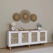 Midoser Bohem Serisi Natura 4 Kapak Pvc Hasır Desen Mat Beyaz - Açık Ceviz Konsol - 2