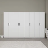 Midoser Kardelen Serisi Mat Beyaz 8 Kapaklı 10 Raflı 280 Cm Elbise Dolabı - Gardırop Seti - 1