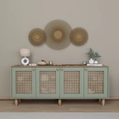 Midoser Bohem Serisi Natura 4 Kapak Pvc Hasır Desen Yeşil Konsol - 1