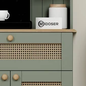 Midoser Lucas 2 Kapaklı Çekmeceli Pvc Hasır Desen Kahve Köşesi & Çok Amaçlı Mutfak Dolabı-Açık Ceviz & Yeşil - 3