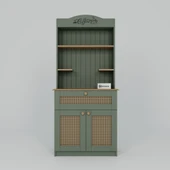 Midoser Lucas 2 Kapaklı Çekmeceli Pvc Hasır Desen Kahve Köşesi & Çok Amaçlı Mutfak Dolabı-Açık Ceviz & Yeşil - 6