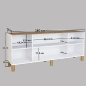 Midoser Bohem Serisi Natura 4 Kapak Pvc Hasır Desen Mat Beyaz - Açık Ceviz Konsol - 7