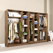 Midoser Kardelen Serisi Atlantik Çam 7 Kapaklı 10 Raflı 260 Cm Elbise Dolabı - Gardırop Seti - 3