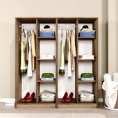 Midoser Kardelen Serisi Atlantik Çam 4 Kapaklı 8 Raflı 160 Cm Elbise Dolabı - Gardırop Seti - 1