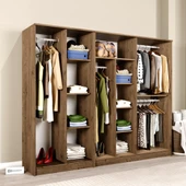 Midoser Kardelen Serisi Atlantik Çam 6 Kapaklı 9 Raflı 220 cm Elbise Dolabı- Gardırop seti thumbnail 3