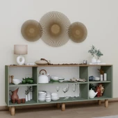 Midoser Bohem Serisi Natura 4 Kapak Pvc Hasır Desen Yeşil Konsol - 4