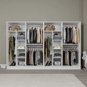 Midoser Kardelen Serisi Mat Beyaz 8 Kapaklı 10 Raflı 280 Cm Elbise Dolabı - Gardırop Seti - 2