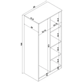 Midoser Kardelen Serisi Atlantik Çam 2 Kapaklı 4 Raflı  80 Cm Elbise Dolabı thumbnail 7