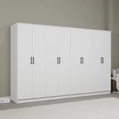 Midoser Kardelen Serisi Mat Beyaz 8 Kapaklı 10 Raflı 280 Cm Elbise Dolabı - Gardırop Seti - 3