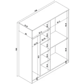 Midoser Kardelen Serisi Atlantik Çam 4 Kapaklı 5 Raflı  140 Cm  Elbise Dolabı - Gardırop - 8