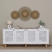 Midoser Bohem Serisi Natura 4 Kapak Pvc Hasır Desen Mat Beyaz Konsol - 1