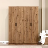 Midoser Kardelen Serisi Atlantik Çam 4 Kapaklı 5 Raflı  140 Cm  Elbise Dolabı - Gardırop - 1