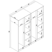 Midoser Kardelen Serisi Atlantik Çam 4 Kapaklı 8 Raflı 160 Cm Elbise Dolabı - Gardırop Seti - 8