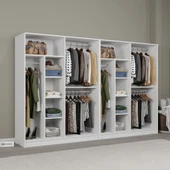 Midoser Kardelen Serisi Mat Beyaz 8 Kapaklı 10 Raflı 280 Cm Elbise Dolabı - Gardırop Seti - 4