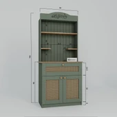 Midoser Lucas 2 Kapaklı Çekmeceli Pvc Hasır Desen Kahve Köşesi & Çok Amaçlı Mutfak Dolabı-Açık Ceviz & Yeşil - 7