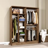 Midoser Kardelen Serisi Atlantik Çam 4 Kapaklı 5 Raflı  140 Cm  Elbise Dolabı - Gardırop - 4