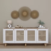 Midoser Bohem Serisi Natura 4 Kapak Pvc Hasır Desen Mat Beyaz - Açık Ceviz Konsol - 1