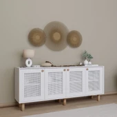 Midoser Bohem Serisi Natura 4 Kapak Pvc Hasır Desen Mat Beyaz Konsol - 2