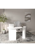 klubeconcept Modern Beyaz Çalışma Masası Ofis ve Ev İçin Zarif - 3