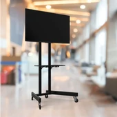 ALPİN Ev Tipi Salon,Oturma Odası,Balkon ve Toplantı Odası Metal Ayaklı Tekerlekli TV/Fuar Standı/Ünitesi 40" inç- 75" inç - 1