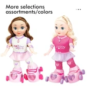 LED Işıklı, Patenli ve Müzikli Oyuncak Bebek Skating Girl - 4