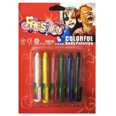 6 PCS COLORFUL BORDY PAİNTİNG KOSTÜM AKSESUARLARI VIP PALYAÇO YÜZ BOYASI 6 LI KALEM YÜZ BOYAMA SETİ thumbnail 2