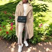 Kışlık Düğmeli Tasarım Peluş Ceket - 1