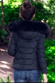 Kışlık Kapüşonlu Kürklü Şişme Kadın Mont - 2