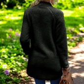 Peluş Rahat Şık Uzun Kollu Kışlık Ceket - 2