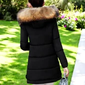 Kışlık Kürklü Kapüşonlu Uzun Şişme Mont thumbnail 2