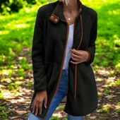 Peluş Rahat Şık Uzun Kollu Kışlık Ceket - 1