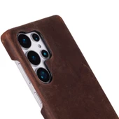 Samsung Galaxy S25 Ultra Uyumlu, Hakiki Deri, El Yapımı Arka Kapak, Antik Kahve - 2