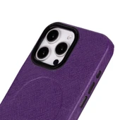 Apple iPhone 16 Pro Max uyumlu, Hakiki Deri, El Yapımı Kılıf, Mor - 3