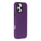 Apple iPhone 16 Pro Max uyumlu, Hakiki Deri, El Yapımı Kılıf, Mor - 1