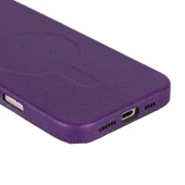 Apple iPhone 16 Pro Max uyumlu, Hakiki Deri, El Yapımı Kılıf, Mor - 5